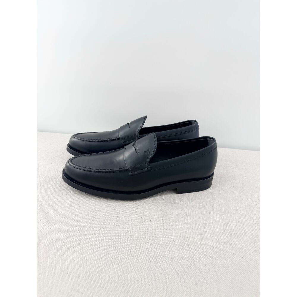 NWOT Tod's Leather Slip On Almond Toe Penny Loafers Shoes Black Men's Size 9
